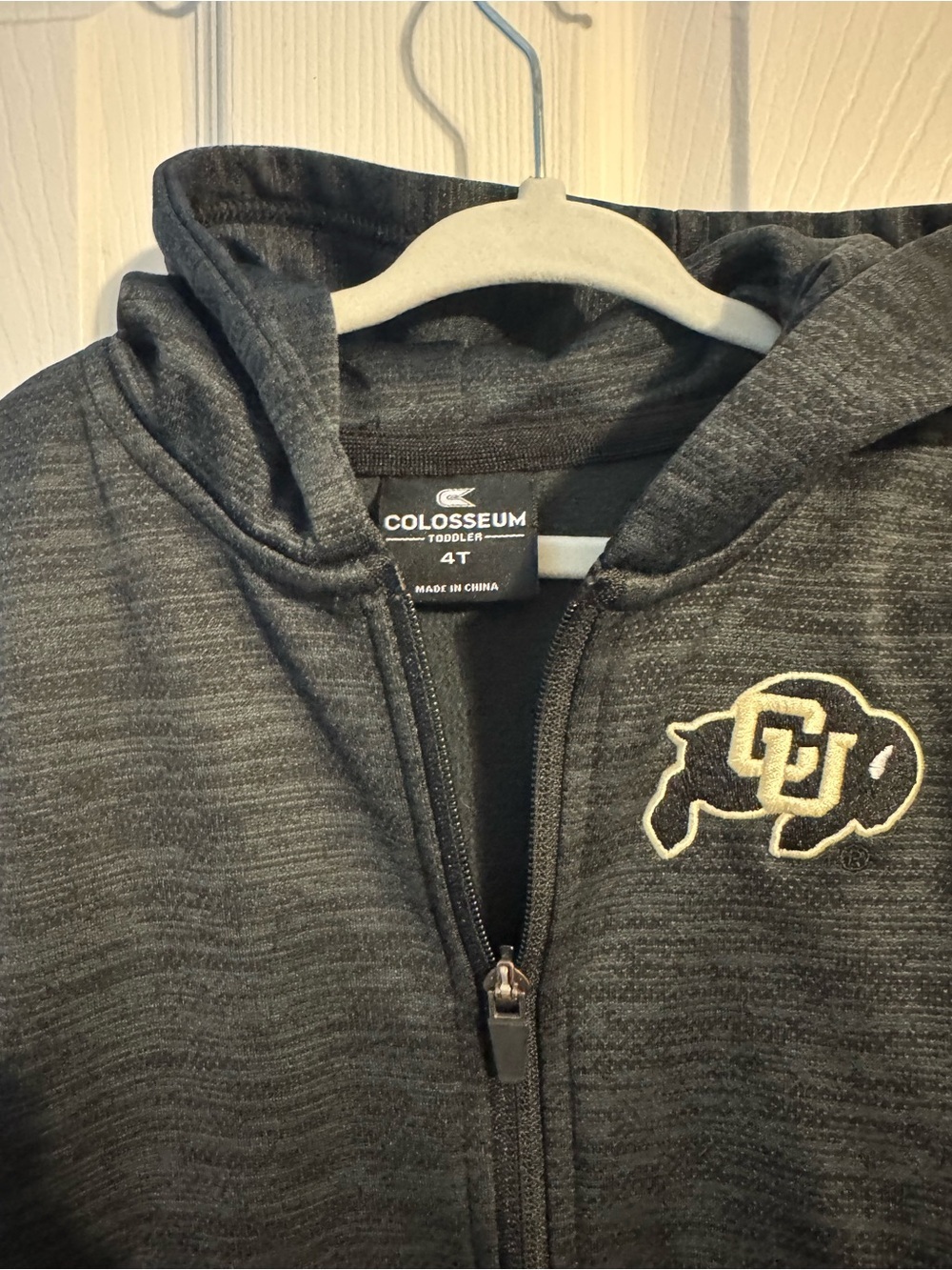 Colosseum Boys' Dark Charcoal Zip Hoodie with Gold CU Logo - Picture 3 of 5